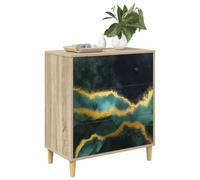 vidaXL Cajonera WIJHE Impresión de mármol teal 66 x 36,5 x 75 cm