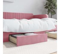 vidaXL Cajones de cama 2 uds madera de ingeniería y terciopelo rosa