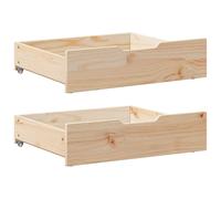 vidaXL Cajones debajo cama 2 uds madera maciza pino 75x55x17 cm en color Blanco/Marrón cera/Natural