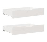 vidaXL Cajones Debajo Cama 2 uds Madera Maciza Pino Blanco 80x55x17 cm, cajón bajo Cama, Almacenamiento bajo Cama, cajón de almacenaje bajo Cama
