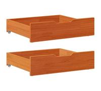 vidaXL Cajones debajo cama 2 uds madera maciza pino marrón 65x55x17 cm