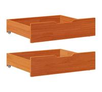 vidaXL Cajones debajo cama 2 uds madera maciza pino marrón 65x55x17 cm