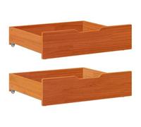 vidaXL Cajones Debajo Cama 2 uds Madera Maciza Pino marrón 75x55x17 cm, cajón bajo Cama, Almacenamiento bajo Cama, cajón de almacenaje bajo Cama