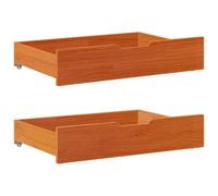 vidaXL Cajones debajo cama 2 uds madera maciza pino marrón 80x55x17 cm en color Marrón cera/Natural/Blanco