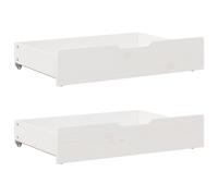 vidaXL Cajones Debajo Cama con Ruedas 2 uds Madera Maciza Pino Blanco, cajón bajo Cama, Almacenamiento bajo Cama, cajón de almacenaje bajo Cama