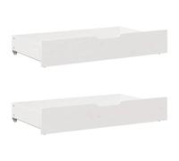 vidaXL Cajones debajo de la cama con ruedas 2 uds, madera maciza de pino, Blanco