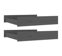 vidaXL Cajones para cama, 2 unidades, color gris, madera maciza de pino