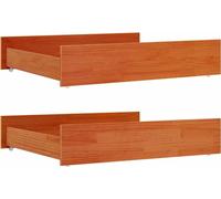vidaXL Cajones para cama, 2 unidades, color marrón cera, madera maciza de pino