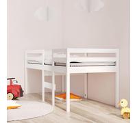vidaXL Cama alta blanca madera maciza pino 90x190 cm