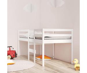 vidaXL Cama alta blanca madera maciza pino 90x200 cm