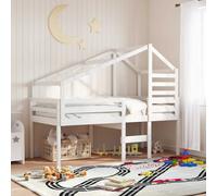 vidaXL Cama alta con techo blanca madera maciza pino blanca 90x200 cm