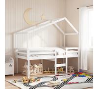 vidaXL Cama alta con techo blanca madera maciza pino blanca 90x200 cm