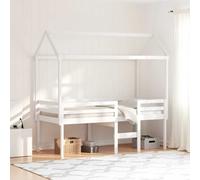 vidaXL Cama alta con techo blanca madera maciza pino blanca 90x200 cm