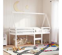 vidaXL Cama alta con techo madera maciza de pino blanca 90x190 cm