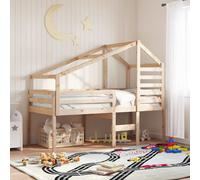 vidaXL Cama alta con techo madera maciza de pino marrón cera 75x190 cm