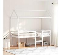 vidaXL Cama alta con techo madera maciza pino blanca 75x190 cm