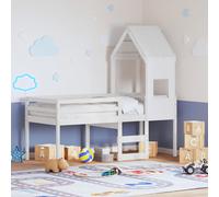 vidaXL Cama alta con techo madera maciza pino blanca 75x190 cm