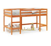 vidaXL Cama alta de niños con escalera madera maciza marrón 80x200 cm