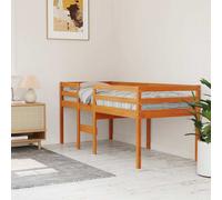 vidaXL Cama alta madera maciza de pino marrón cera 75x190 cm