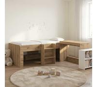 vidaXL Cama alta para niños con escritorio 2 uds. 80 x 200 cm Multicolor Roble Artisan