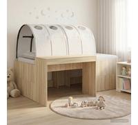 vidaXL Cama alta para niños con escritorio 90x190cm Roble Sonoma/blanco Madera de ingeniería 3 uds