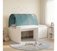 vidaXL Cama alta para niños con escritorio Blanco y Azul Claro