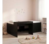 vidaXL Cama alta para niños con escritorio Negro 75 x 190 cm