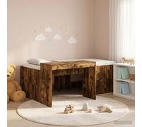 vidaXL Cama alta para niños con escritorio Roble Ahumado