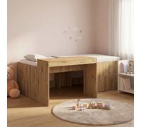 vidaXL Cama alta para niños con escritorio Roble Artesanal 75 x 190 cm