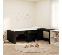 vidaXL Cama alta para niños con escritorio 90 x 190 cm Multicolor Roble/Negro 2 uds.
