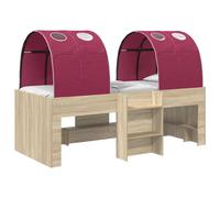vidaXL Cama alta para niños con túnel 3 uds. 90 x 200 cm Multicolor Roble Sonoma y rojo