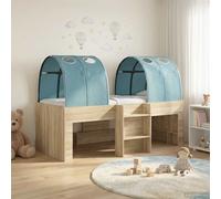 vidaXL Cama alta para niños con túnel 3 uds. 90 x 200 cm Roble Sonoma y azul claro