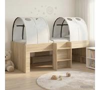 vidaXL Cama Alta para niños con túnel 3 uds. Roble Sonoma y Blanco