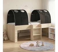 vidaXL Cama alta para niños con túnel 3 uds. 90 x 200 cm Multicolor Roble Sonoma y negro