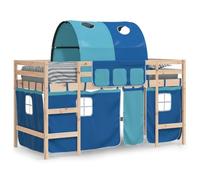 vidaXL Cama Alta para Niños con Túnel, Cama Nido, Mueble de Dormitorio, Litera para Niños Mayores de 6 Años, Madera de Pino Azul 80x200 cm