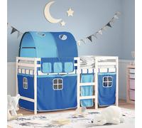 vidaXL Cama alta para niños con túnel madera pino azul 90x190 cm