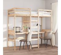 vidaXL Cama alta sin colchón madera maciza de pino 75x190 cm
