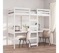 vidaXL Cama alta sin colchón madera maciza de pino blanco 80x200 cm