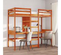 Cama Alta Sin Colchón Madera Maciza Pino Marrón Cera 75x190 Cm Vidaxl