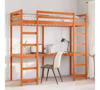 vidaXL Cama alta sin colchón madera maciza pino marrón cera 75x190 cm