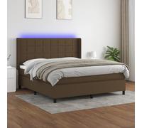 Cama con somier y colchón vidaXL, color marrón oscuro, 160x200 cm, tapizada en tela