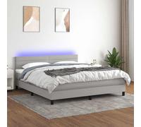 vidaXL Cama box spring colchón y luces LED tela gris claro 160x200 cm