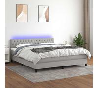 vidaXL Cama box spring colchón y luces LED tela gris claro 160x200 cm