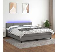 vidaXL Cama box spring colchón y luces LED tela gris oscuro 180x200 cm