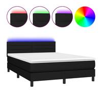 vidaXL Cama box spring colchón y luces LED tela negro 140x200 cm