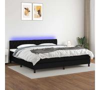 vidaXL Cama box spring colchón y luces LED tela negro 200x200 cm