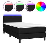 vidaXL Cama box spring colchón y luces LED tela negro 80x200 cm