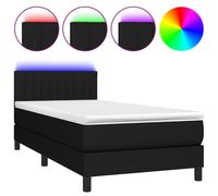 vidaXL Cama box spring colchón y luces LED tela negro 90x200 cm