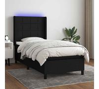 vidaXL Cama box spring colchón y luces LED tela negro 90x200 cm