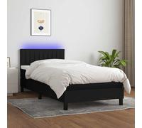 vidaXL Cama box spring colchón y luces LED tela negro 90x200 cm